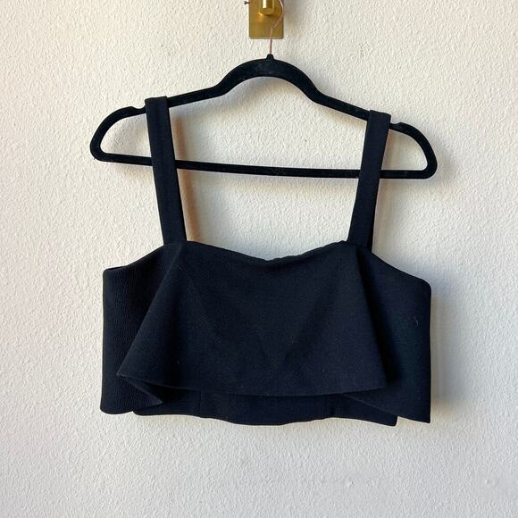Lovers + Friends Adrienne Ruffle Crop Top in Black Size M - Picture 2 of 6